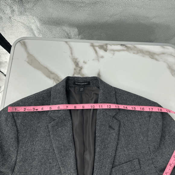 Banana Republic Mens Sport Coat 42R Standard Fit Wool Blend Grey Herringbone - Picture 6 of 15